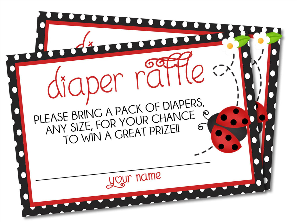 Ladybug Theme Baby Shower Diaper Raffle Instant PDF