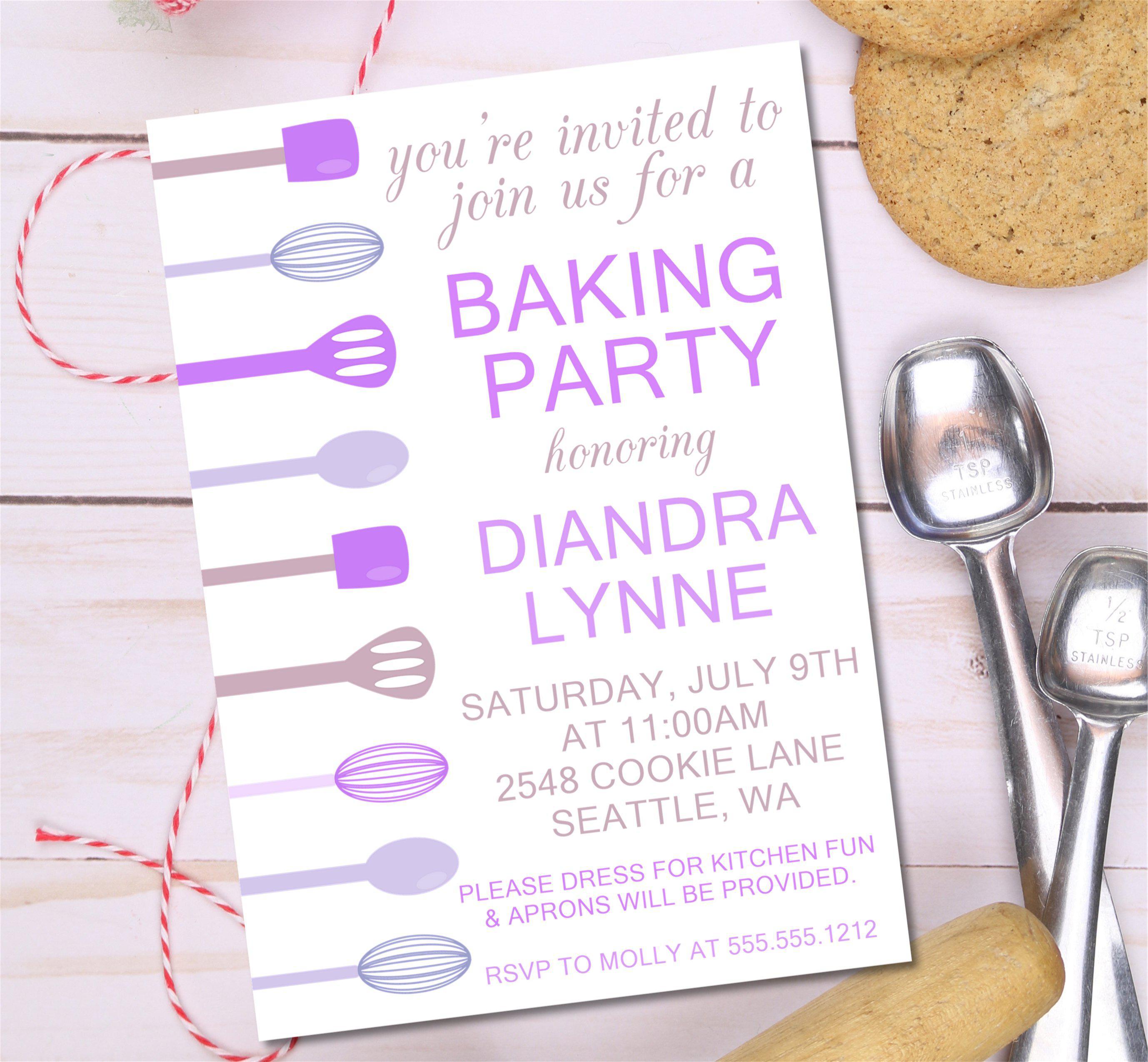 Lavender Baking Birthday Party Invitations