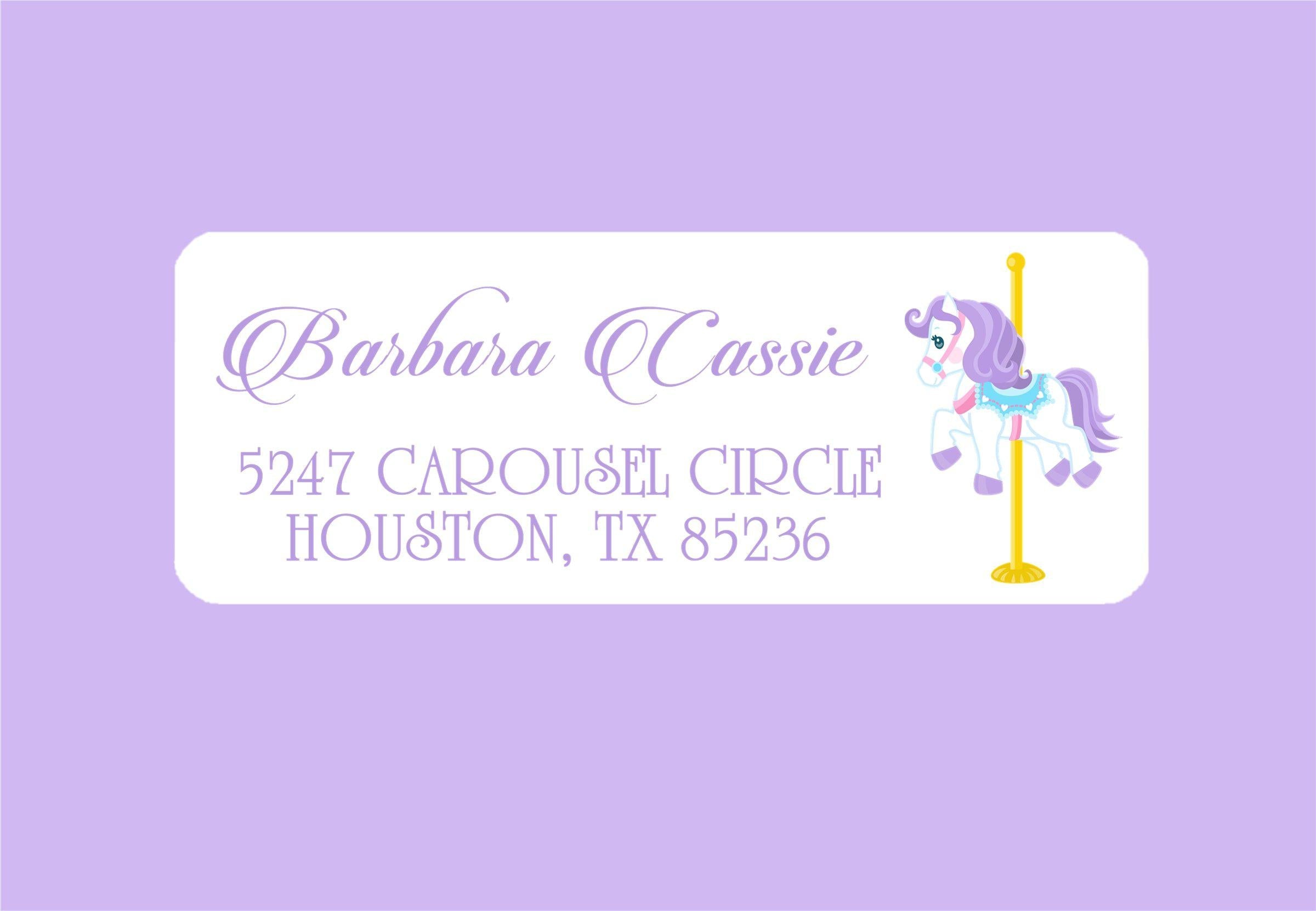 Lavender Carousel Address Labels