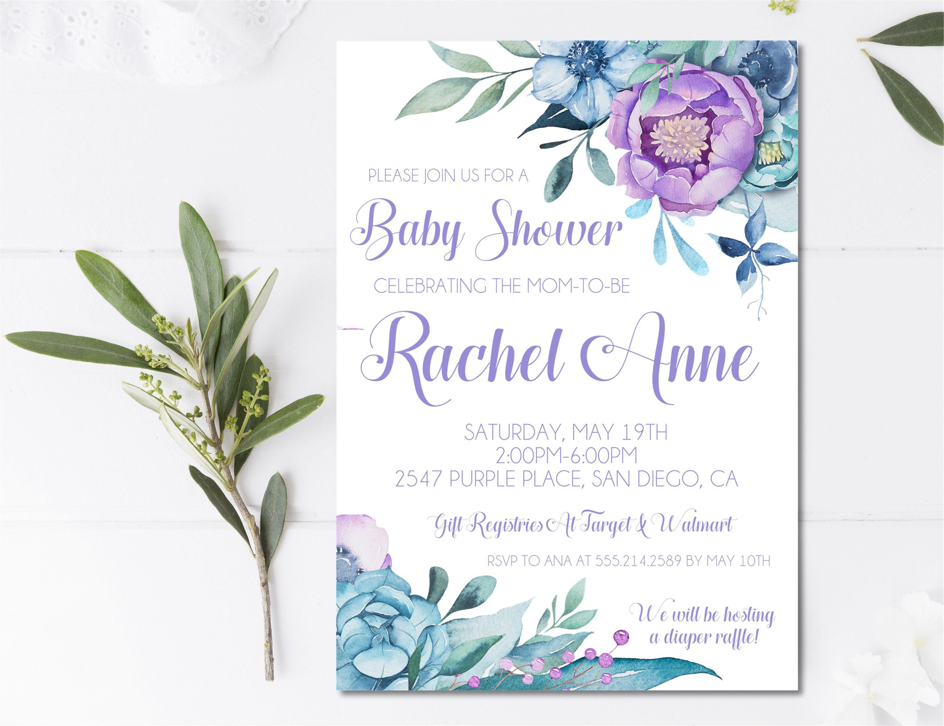 Lavender Floral Baby Shower Invitations