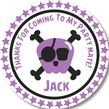 Lavender Pirate Birthday Party Stickers