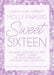 Lavender Sweet 16 Party Invitations