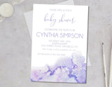 Lavender Watercolor Baby Shower Invitations