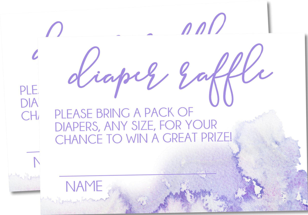 Lavender Watercolor Diaper Raffle Tickets