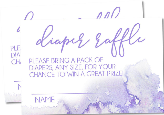 Lavender Watercolor Diaper Raffle Tickets