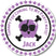 Lavender pirate birthday sticker with skull-and-crossbones
