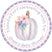 Lavender pumpkin baby shower sticker with soft floral design