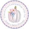 Lavender pumpkin baby shower sticker with soft floral design