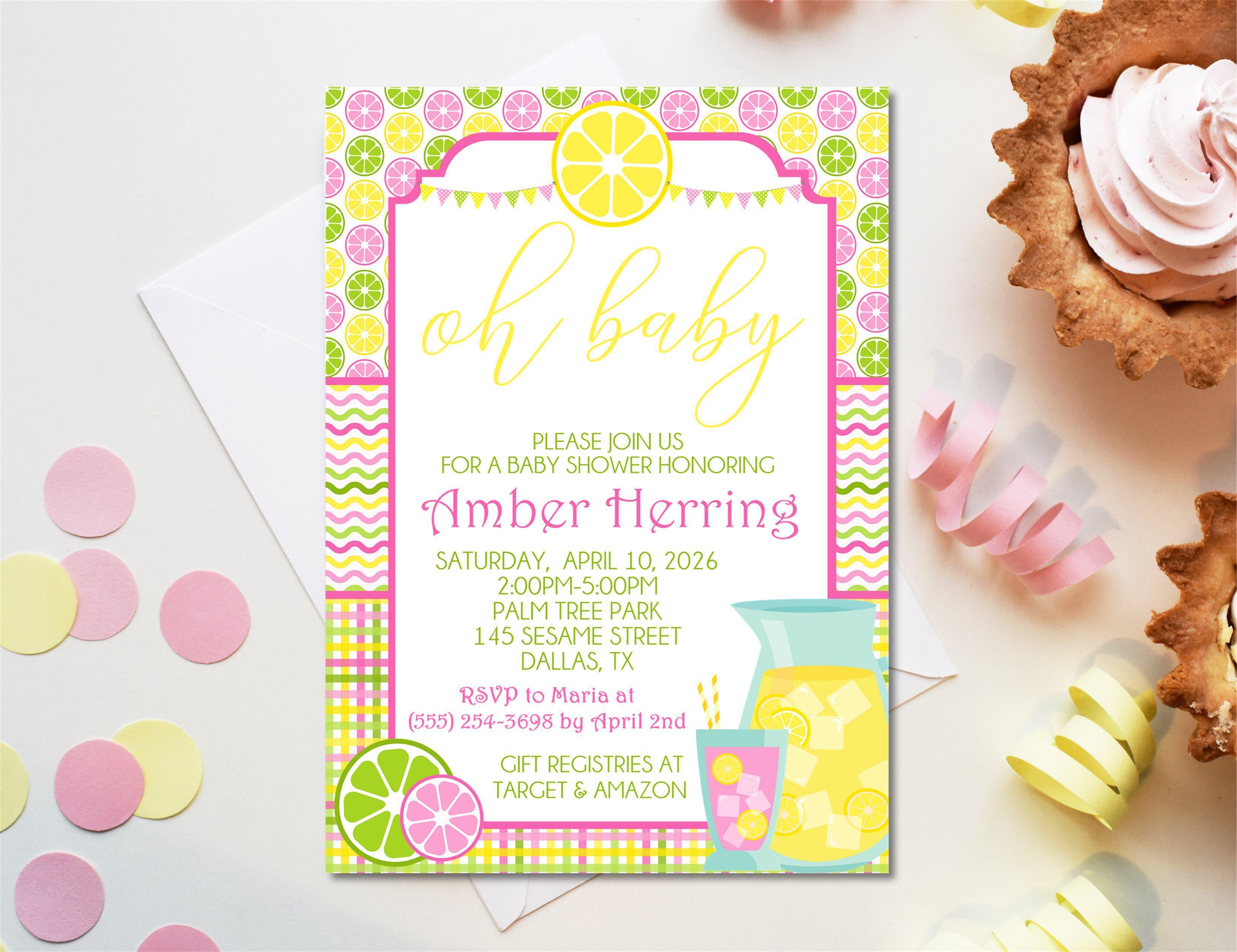 Lemon Baby Shower Invitations