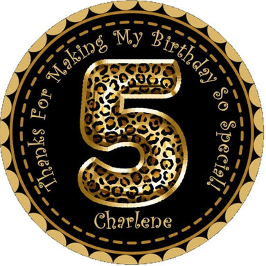 Leopard Birthday Party Stickers