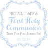 Light blue damask First Holy Communion sticker for boys