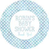 Light blue watercolor raindrop baby shower sticker