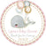 Light gray whale baby shower sticker with balloons