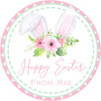 Light spring bunny ears Easter sticker with floral accents