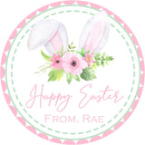Light spring bunny ears Easter sticker with floral accents