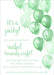 Lime Green Balloon Birthday Party Invitations