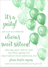 Lime green sweet 16 birthday invitations