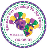 Mardi Gras jester comedy mask favor label