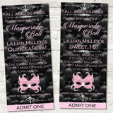 Masquerade Ball Birthday Party Ticket Invitations