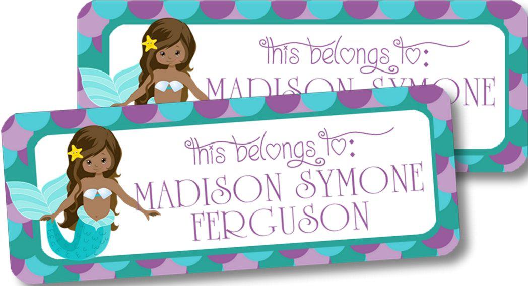 Mermaid Back To School Supply Name Labels