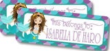 Mermaid Back To School Supply Name Labels