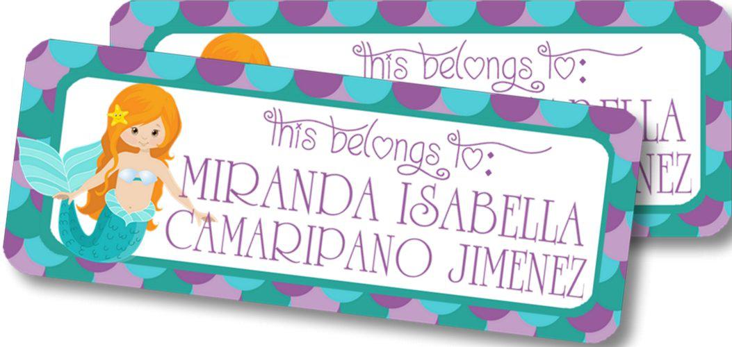 Mermaid Back To School Supply Name Labels