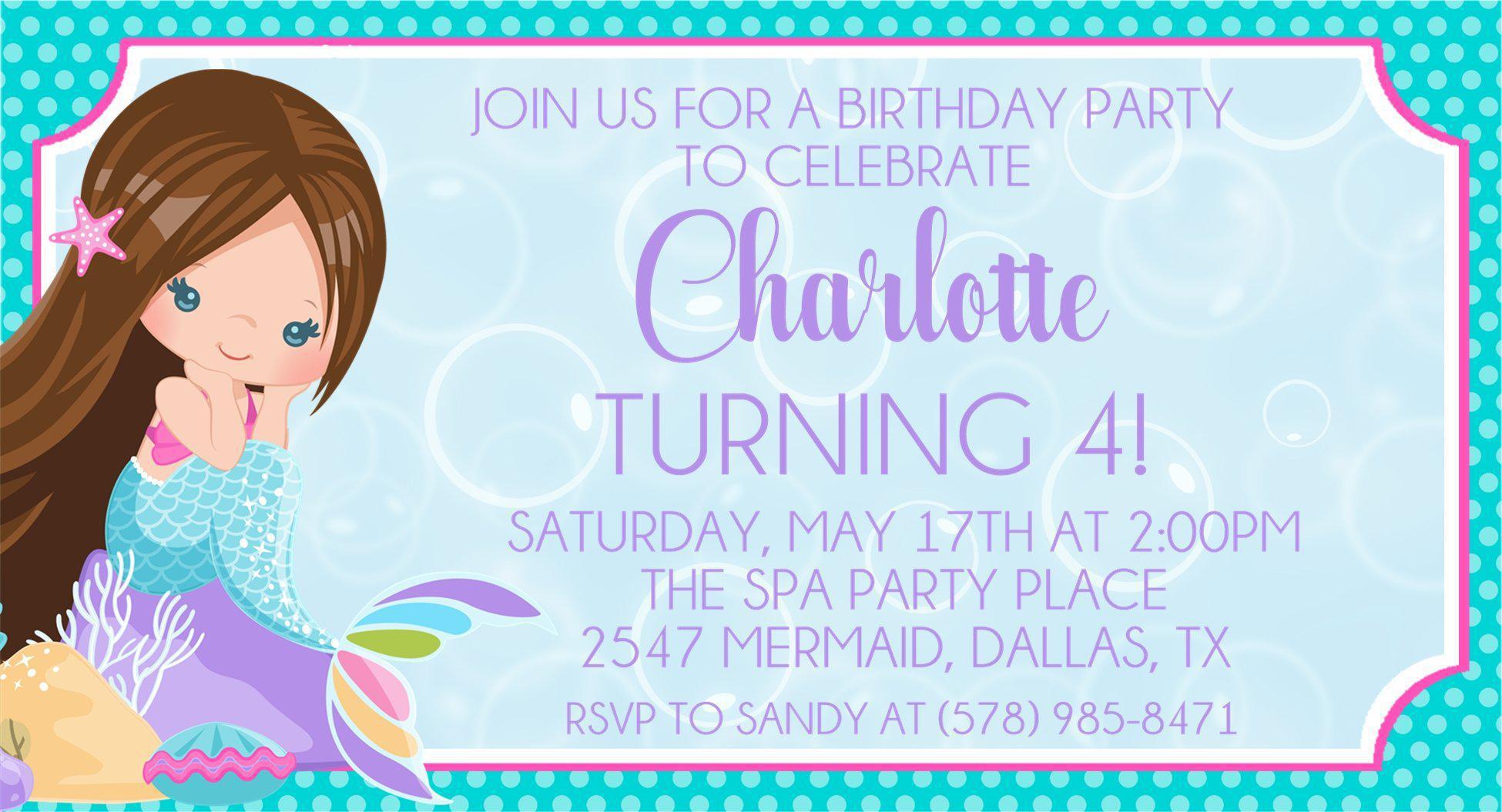 Mermaid Birthday Party Invitations