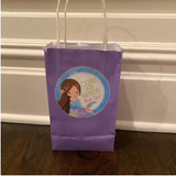 Mermaid birthday thank-you sticker featuring pastel ocean artwork
