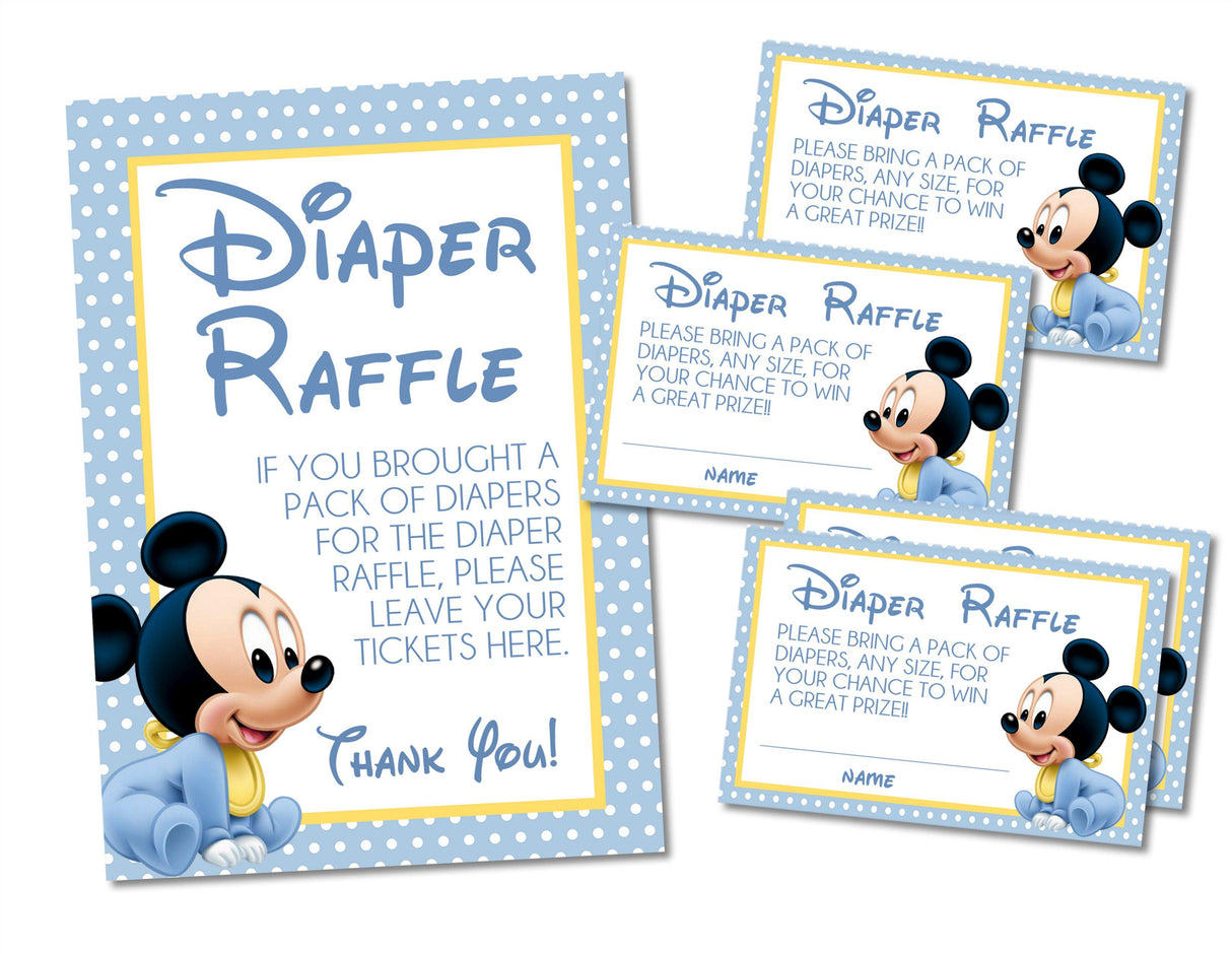 Mickey Mouse Diaper Raffle Tickets