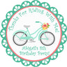 Mint bicycle birthday sticker with pastel bike and flower basket