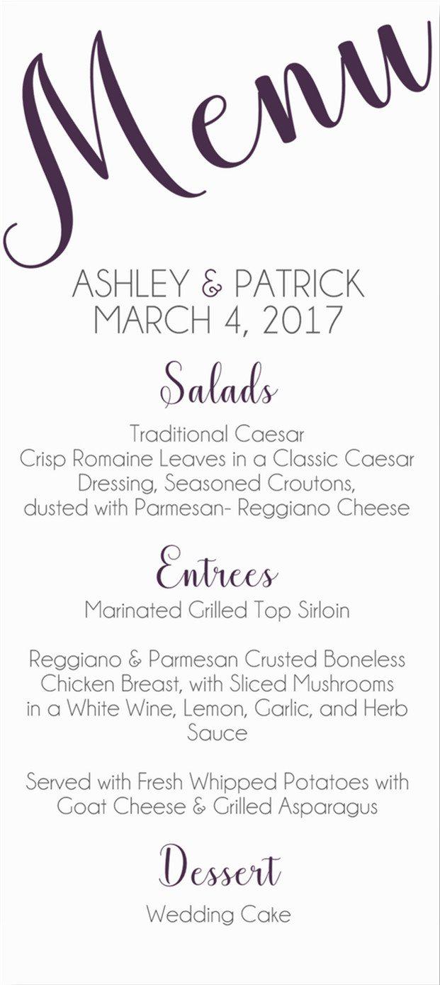 Modern Script Wedding Menus - You Choose Color