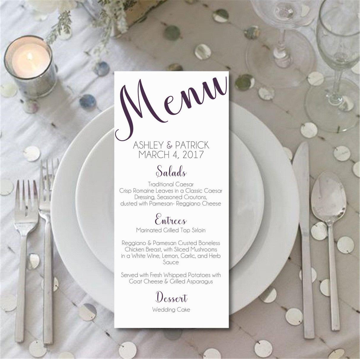 Modern Script Wedding Menus - You Choose Color