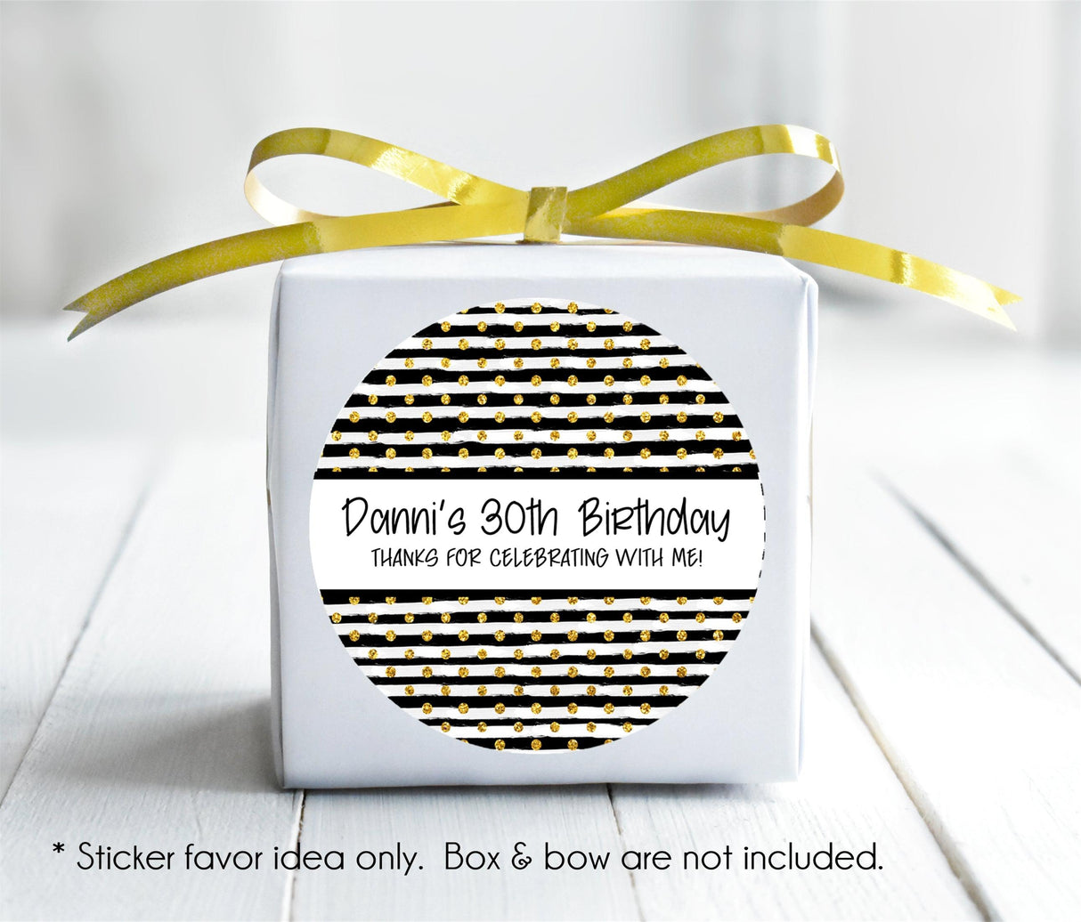 Modern black and gold party sticker for celebrations