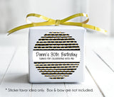 Modern black and gold party sticker for celebrations