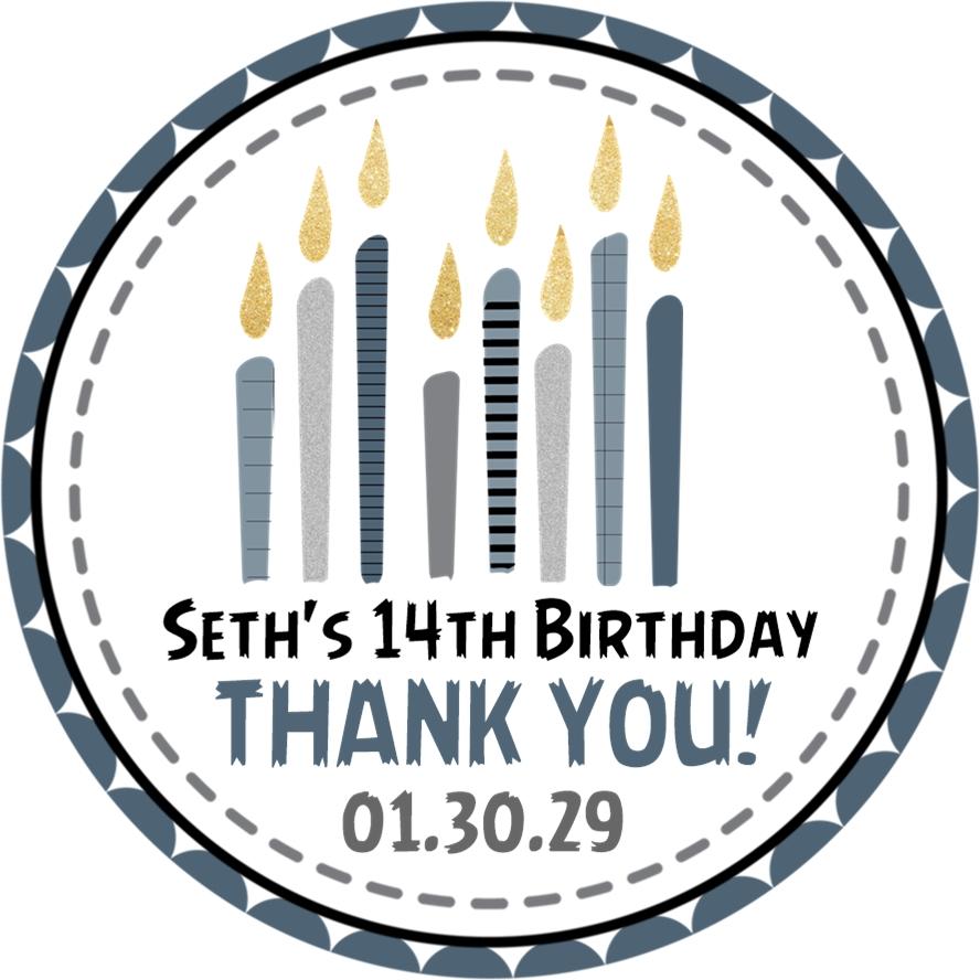 Modern candle pattern birthday favor labels