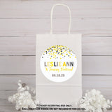 Modern yellow grey confetti favor sticker