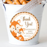 Mom and baby fox baby shower sticker