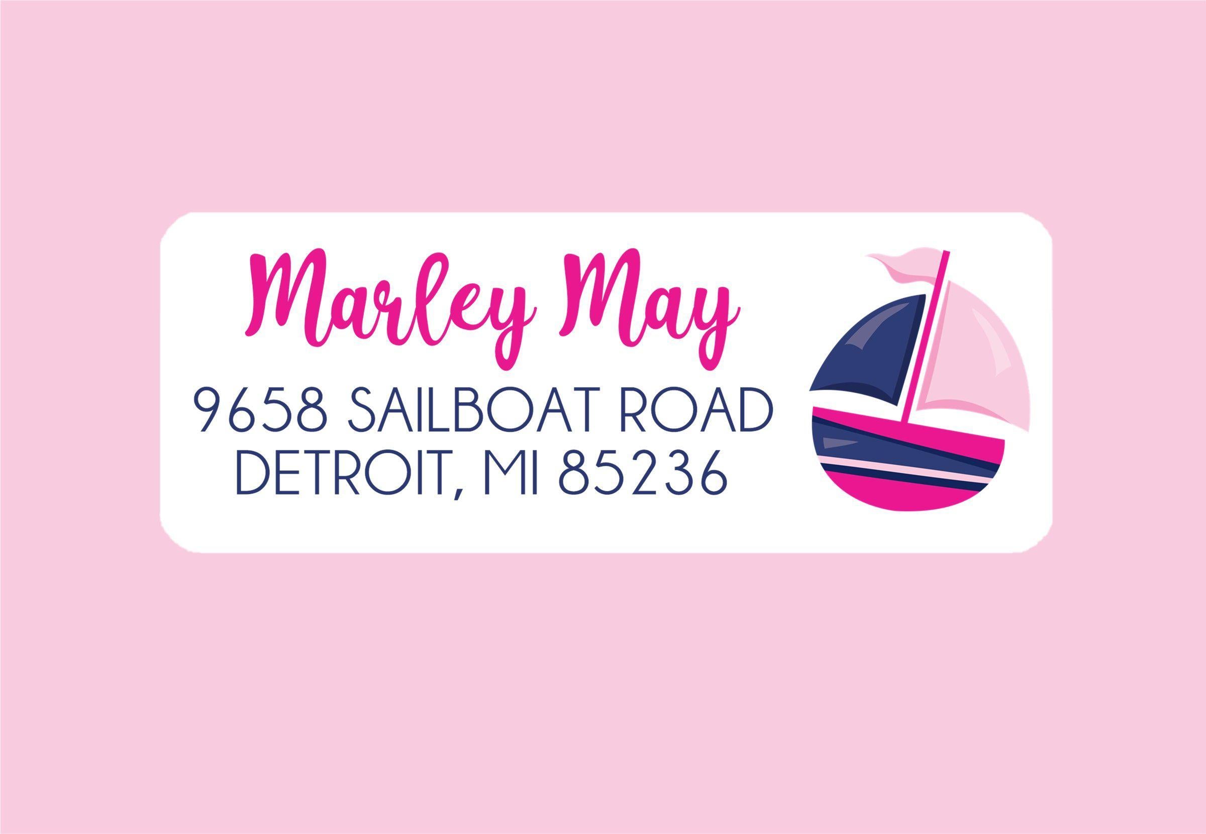 Nautical Sailboat Address Labels For Girls