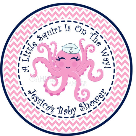 Nautical chevron girl baby shower favor label