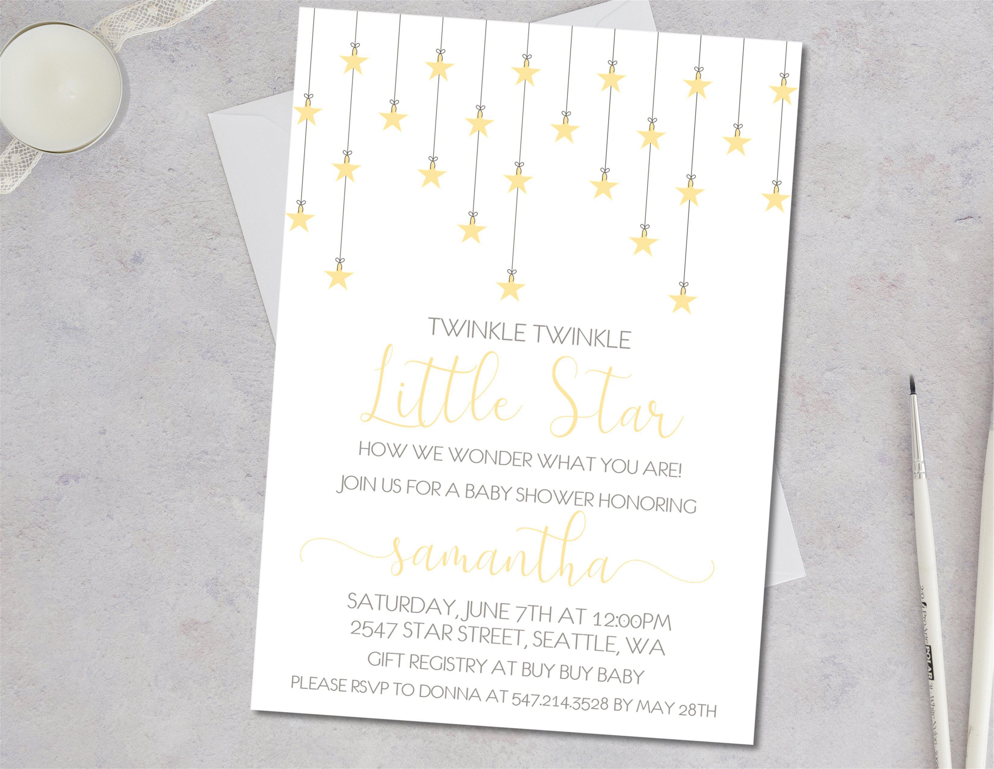 Neutral Little Star Baby Shower Invitations