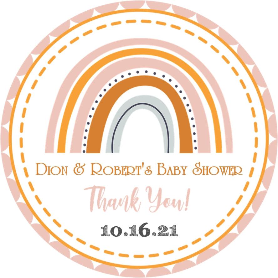 Neutral rainbow party favor label