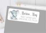 Neutral watercolor elephant address labels