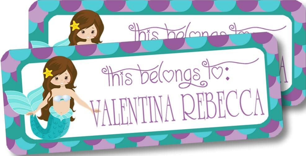 Ocean themed school labels with patterned border