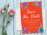 Orange fiesta Wedding Save The Date Cards