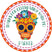 Orange floral sugar skull birthday sticker with personalized name