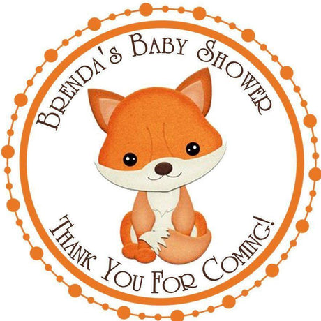 Orange fox favor label