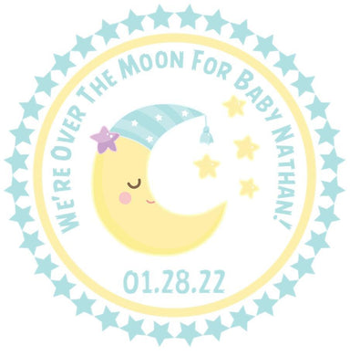 Over The Moon Baby Shower Stickers