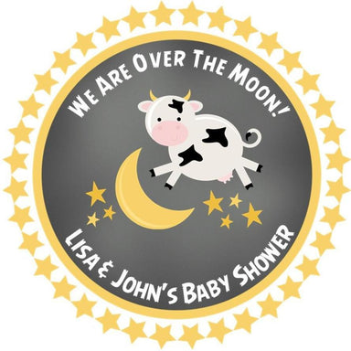 Over The Moon Baby Shower Stickers