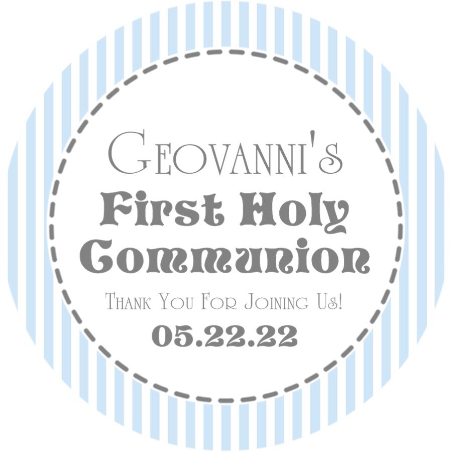 Pale blue gray First Holy Communion stickers