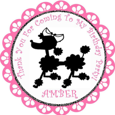 Paris Poodle Birthday Party Stickers